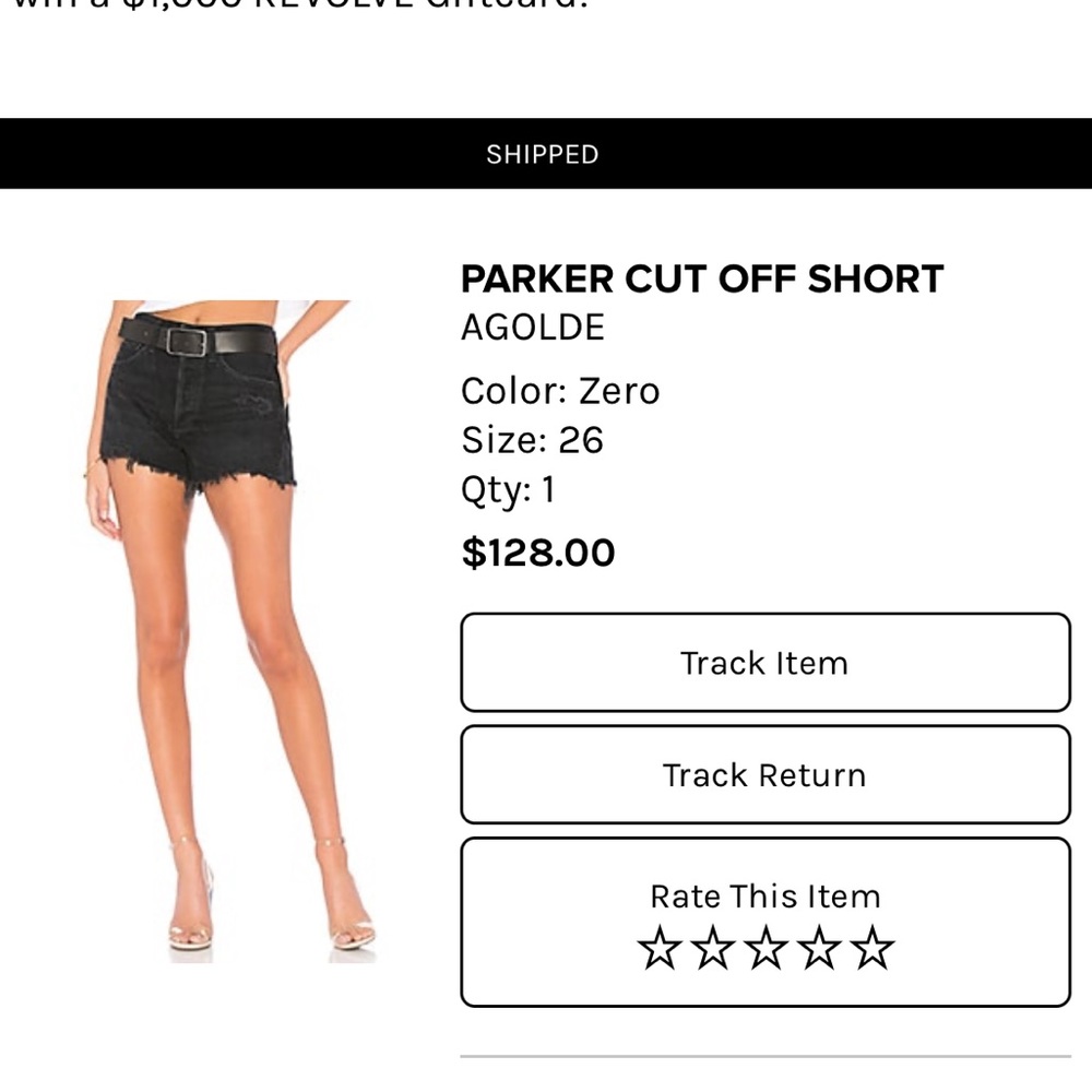 AGOLDE Parker short in black size 26